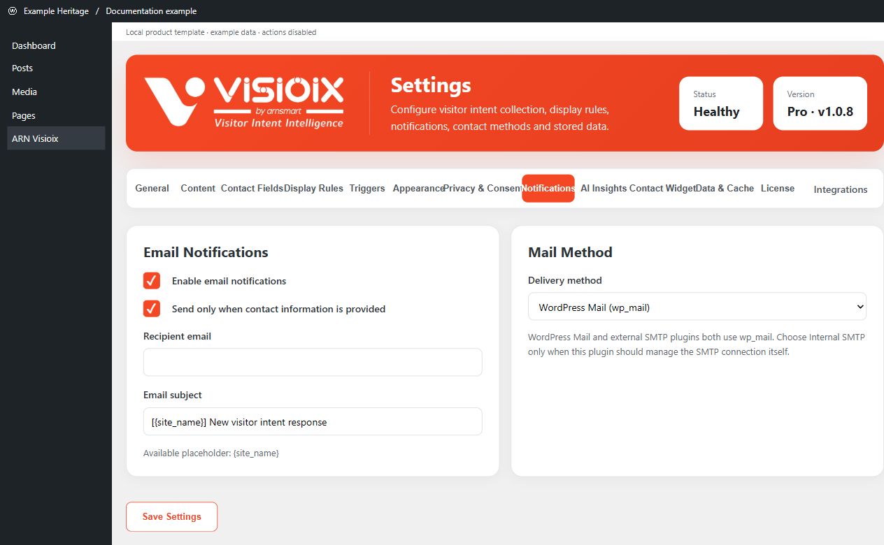 Email notification settings