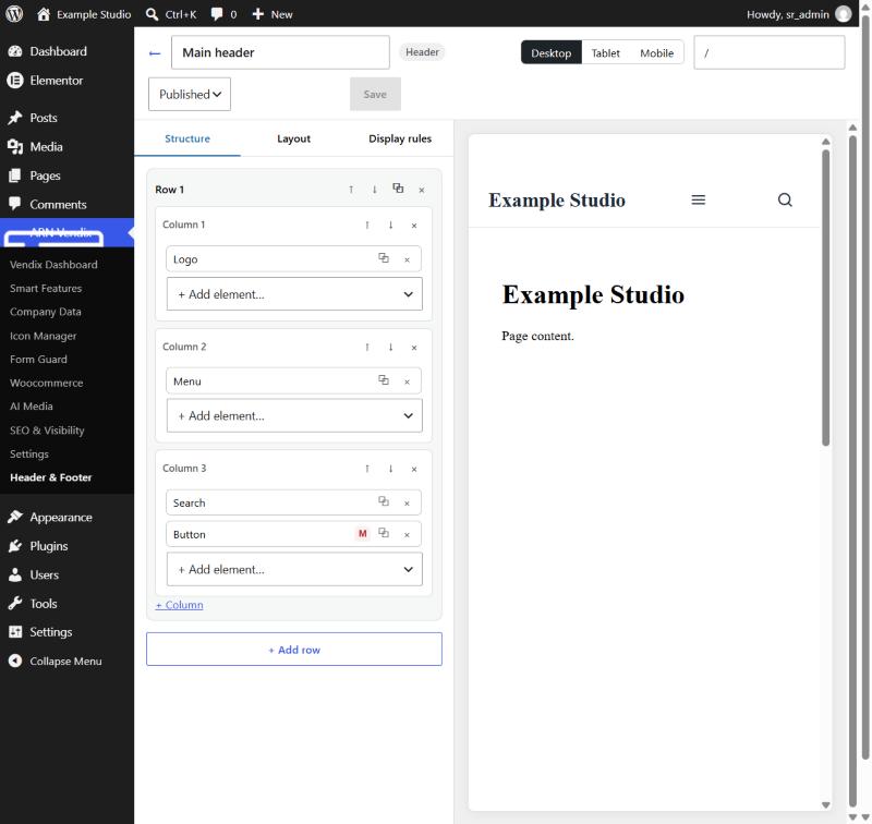 Header builder