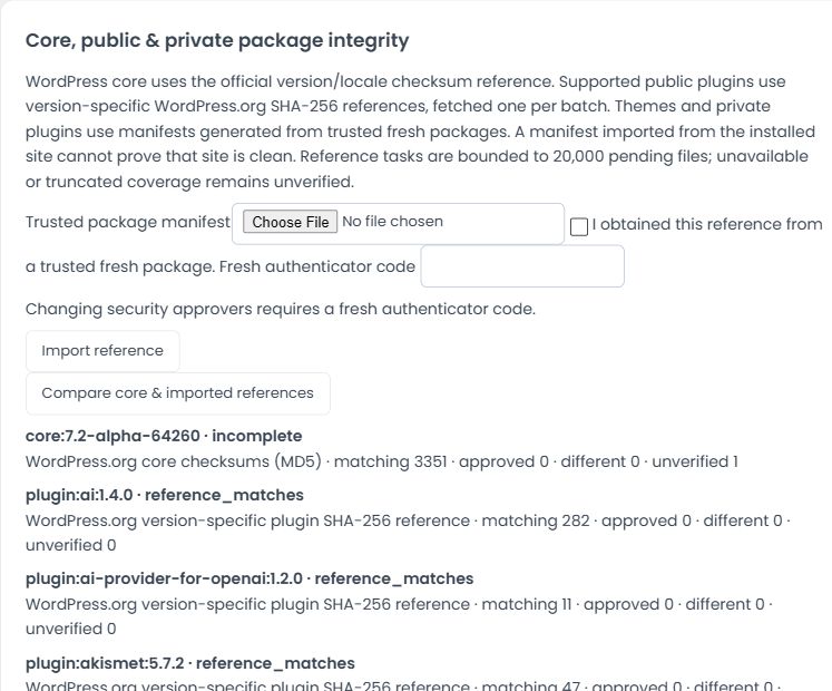 Core, public & private package integrity