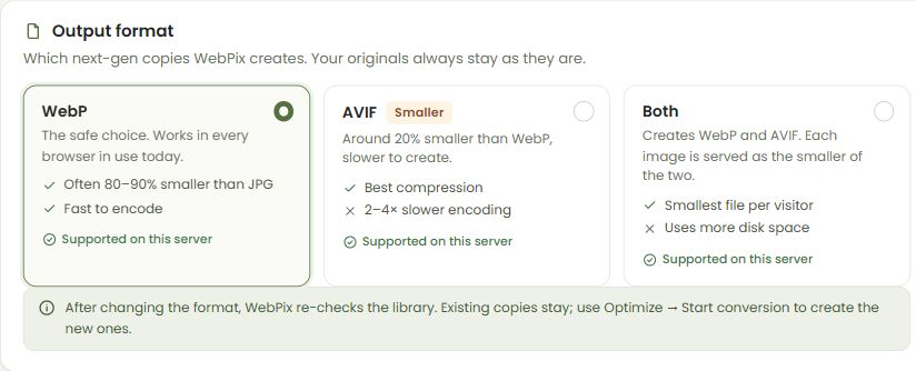 Settings → Output format
