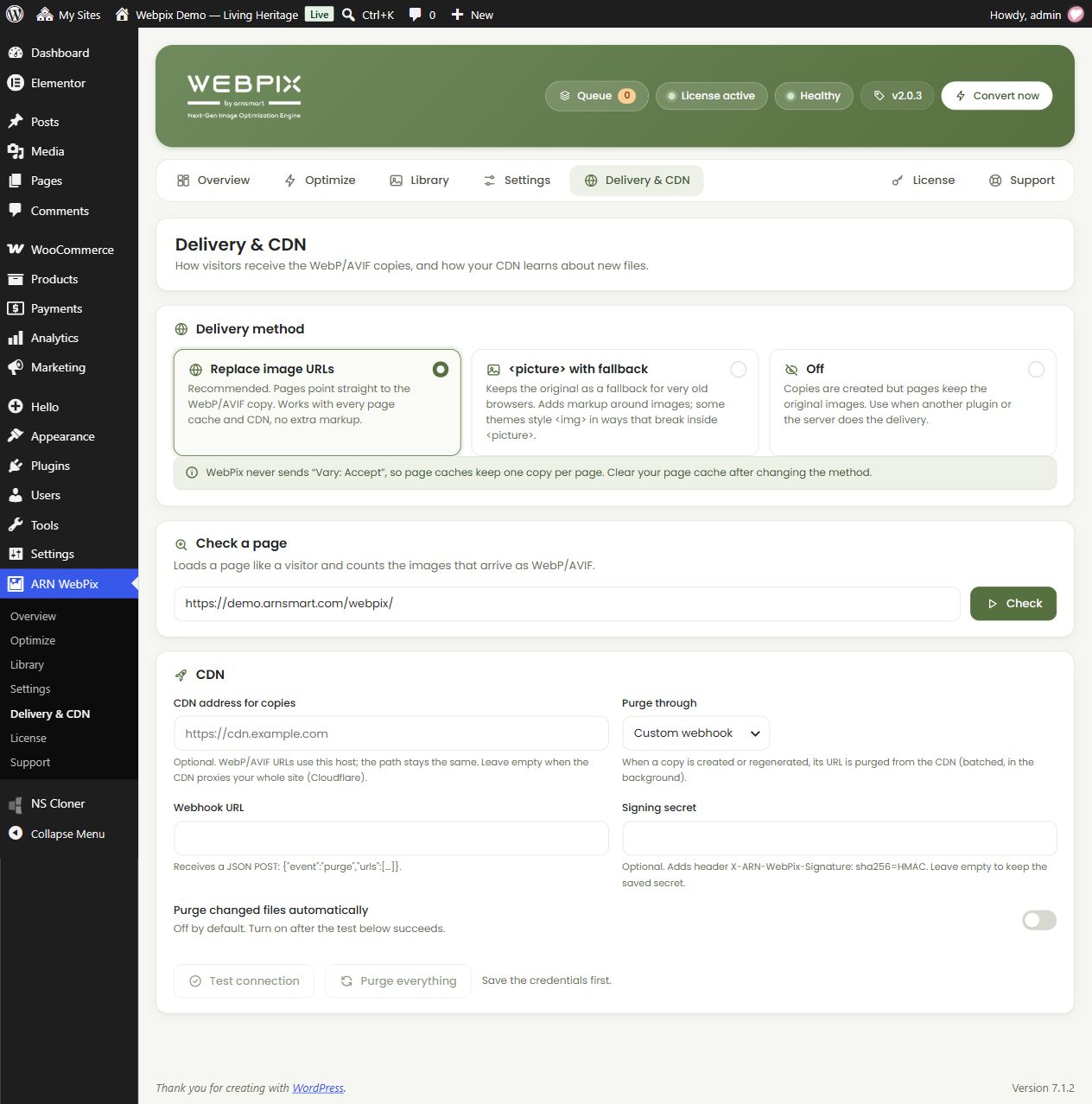 Delivery method and Check a page