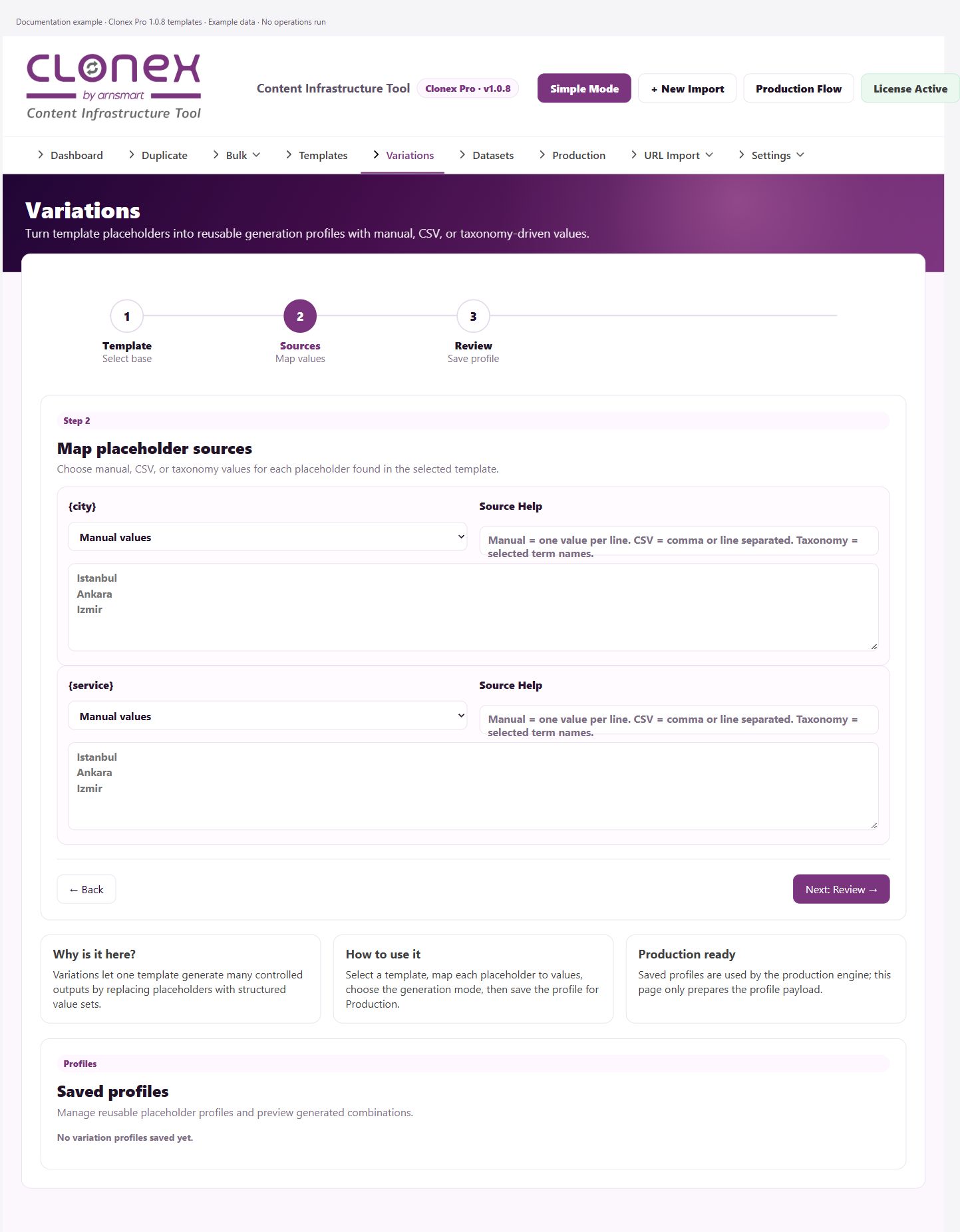 Variations — sources for {city} and {service}