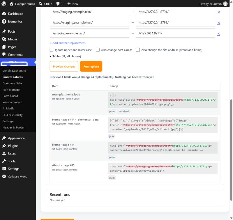 Search & Replace preview