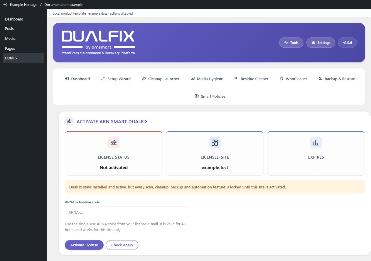 DualFix license activation
