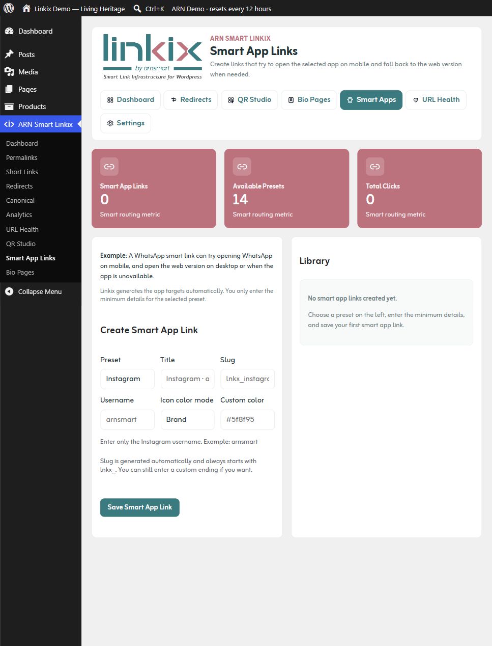 Smart App Links — preset and identity fields